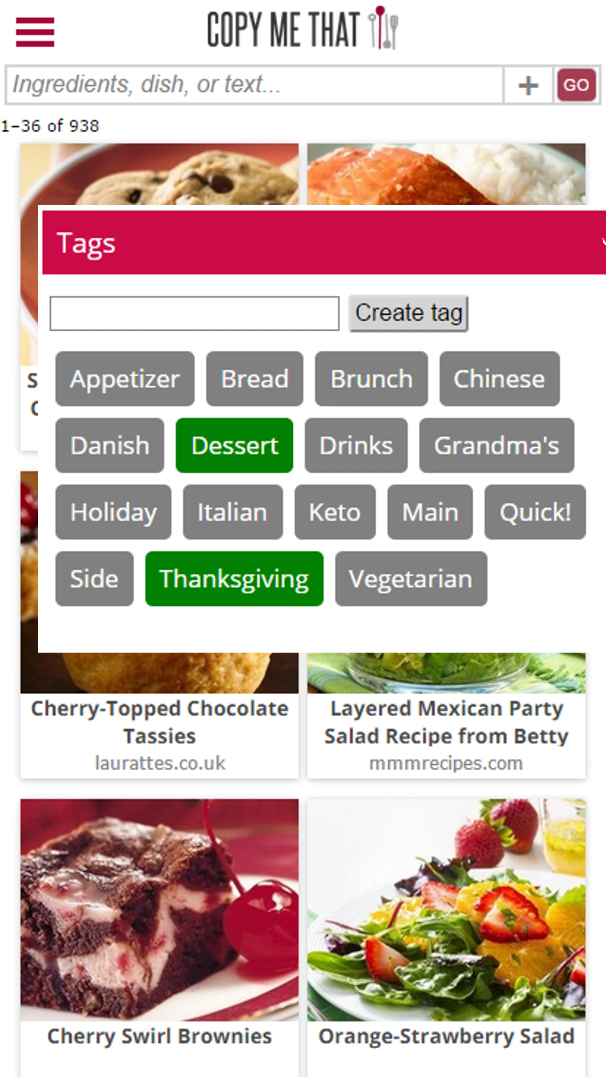 Copy Me That - recipe manager screenshot